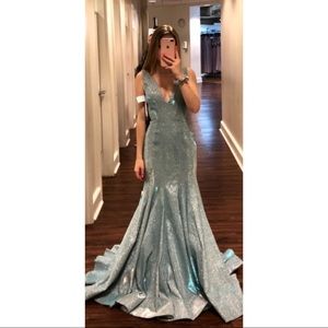 Crystal Blue Prom Dress
